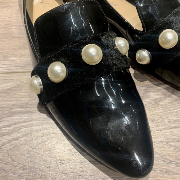 Lord & Taylor Patent Pearl Embellished Flats - Picture 2 of 7